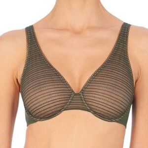 Natori Revive Full Fit Underwire Bra 30DDD Vine Buff Olive Green Lace Lingerie